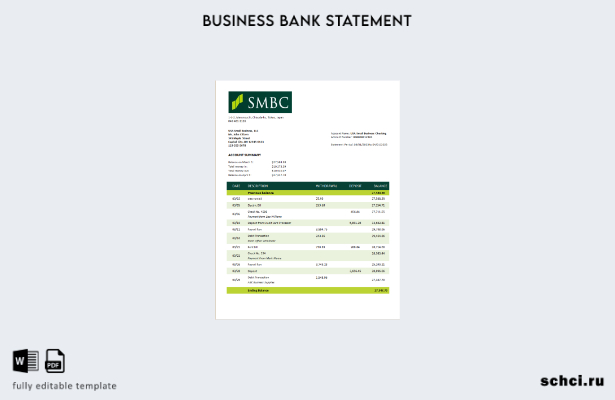 цифровая загрузка выписки по счету фирмы SMBC Bank Шаблон в формате Word и PDF